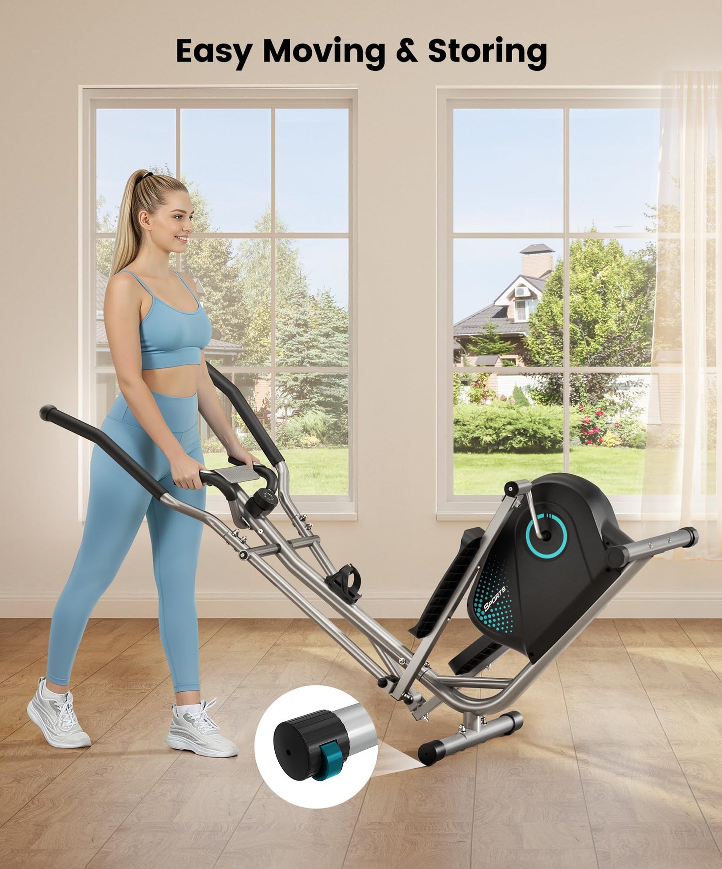 THERUN Elliptical Exercise Machine, Ultra-Quiet Elliptical Machine for Home, 13.2LBS Flywheel Elliptical Trainer, 16 Resistance Levels Elliptical Training Machines w/Pulse Sensor, LCD Monitor (Aqua)
