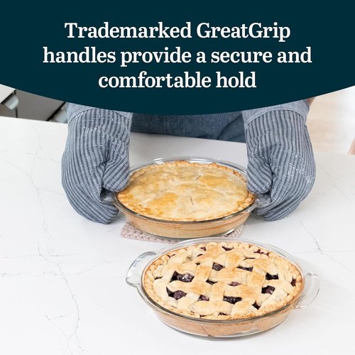 Libbey Baker’s Premium Glass Pie Plate Set - 2 Stackable Casserole Dishes with Lids for Pies & Quiches