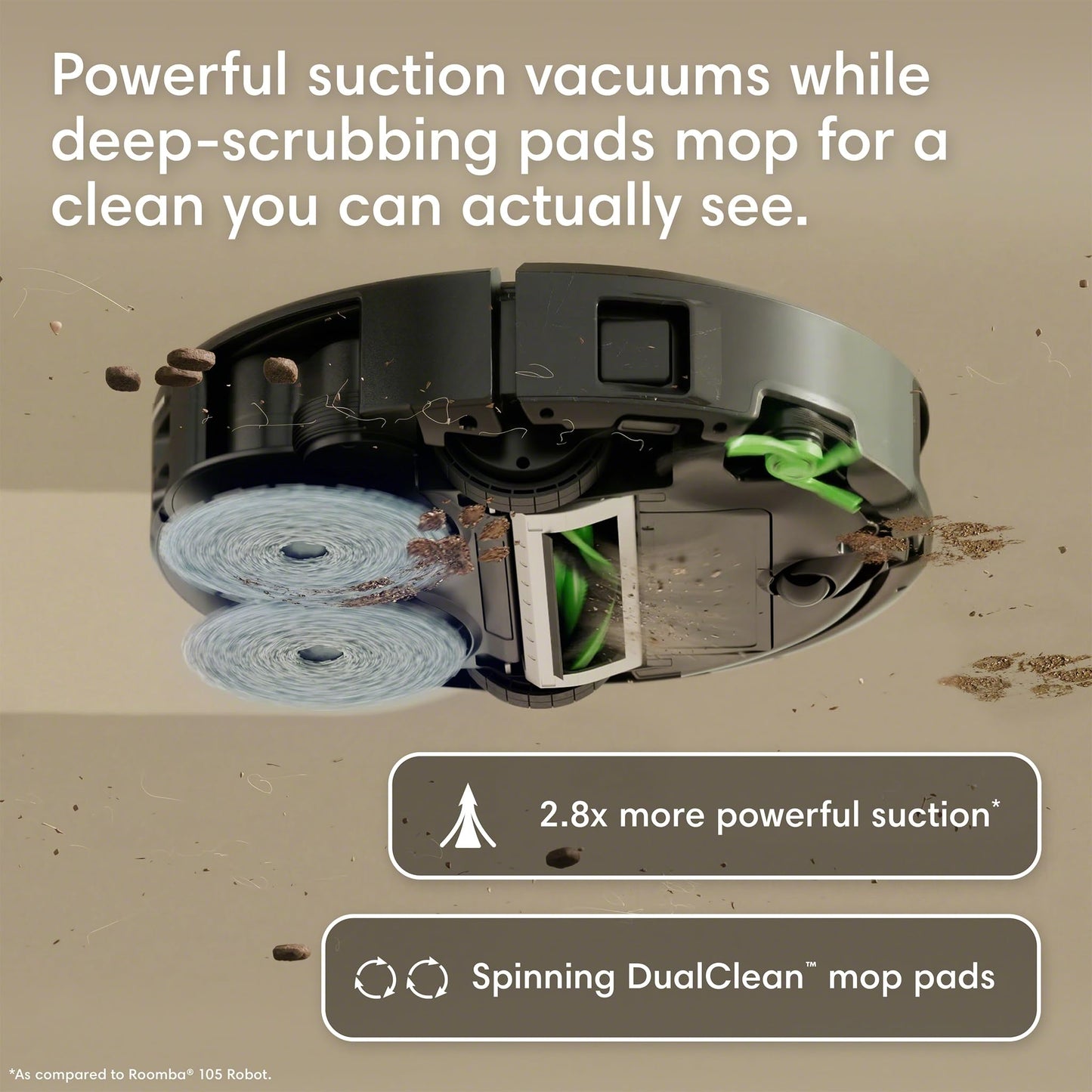iRobot Roomba Plus 415X Combo Robot Vacuum & Mop + AutoWash Dock, Self‑Cleaning & Heated Dry, Auto‑Empty up to 90 Days, 140x Power-Lifting Suction, 2X Deeper Mopping, Ideal for Homes with Pets & Kids
