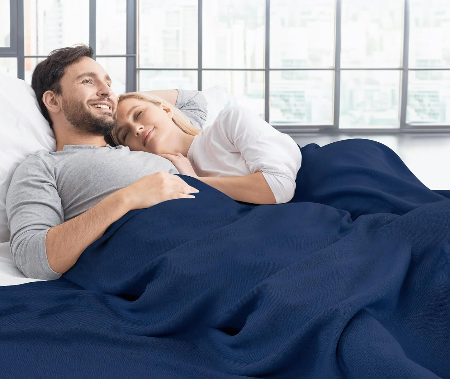 Utopia Bedding Knit Blanket - Soft Lightweight Jersey Queen Size (90x90 Inches) - Navy Color for Bed & Couch