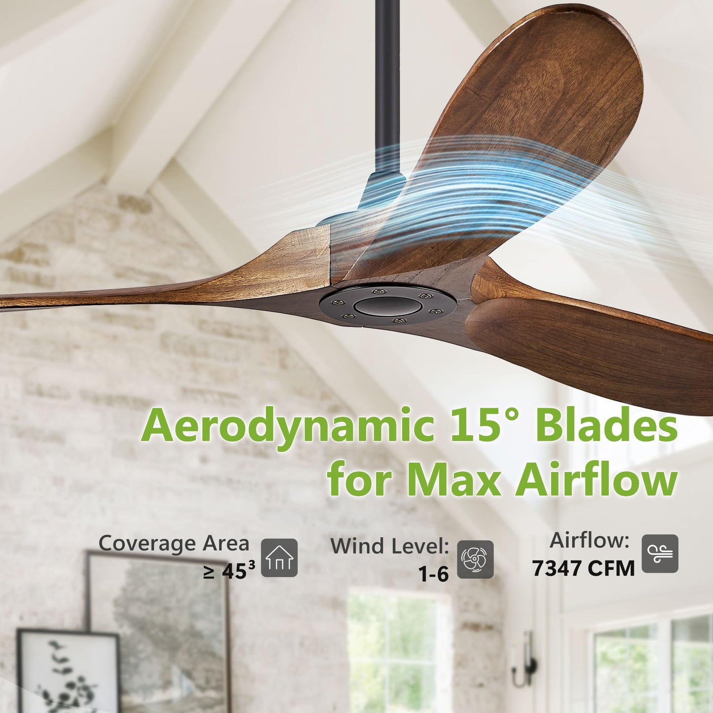 Haipeel Wood Ceiling Fans without Lights, 84 Inch Extra Large Ceiling Fan no Light with Remote, High CFM Indoor Outdoor Ceiling Fan no Light 3 Blade Propeller for Patios Farmhouse Garage, Dark Walnut