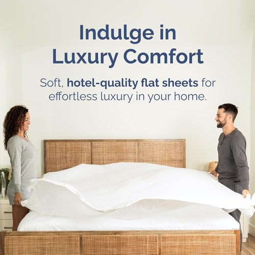 King Size Flat Sheet | Ultra-Soft Hotel Quality Bedding - Breathable, Cooling, Fade & Wrinkle Free - Easy-Care White