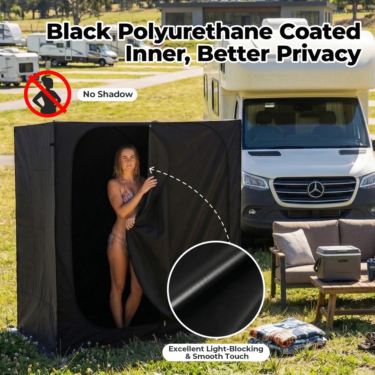 EighteenTek® Shower Tent, 2-Room Changing Room, Outdoor Shower Enclosure Spacious, Privacy Canopy Shelter with Floor & Doors, Stable & Durable, Toilet Tent Bathroom for Courtyard, Pool, Photoshoot