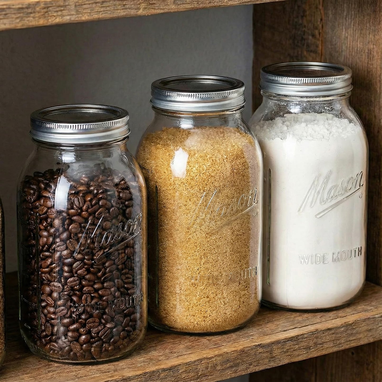 WELLIFE 3 Pack 64oz Wide Mouth Mason Jars,Half Gallon Mason Jar for Pickling, Canning, Fermenting and Food Storage, Microwave & Dishwasher Safe