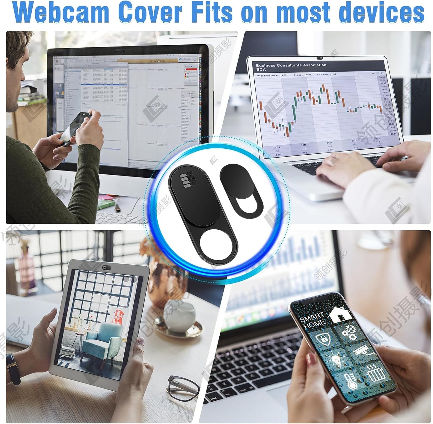 Toojcc Slide,3 Large+3 3/Y Laptop Camera Cover Small Ultra Thin Webcam Cover for Laptop,Computer,Tablet,Apple Devices