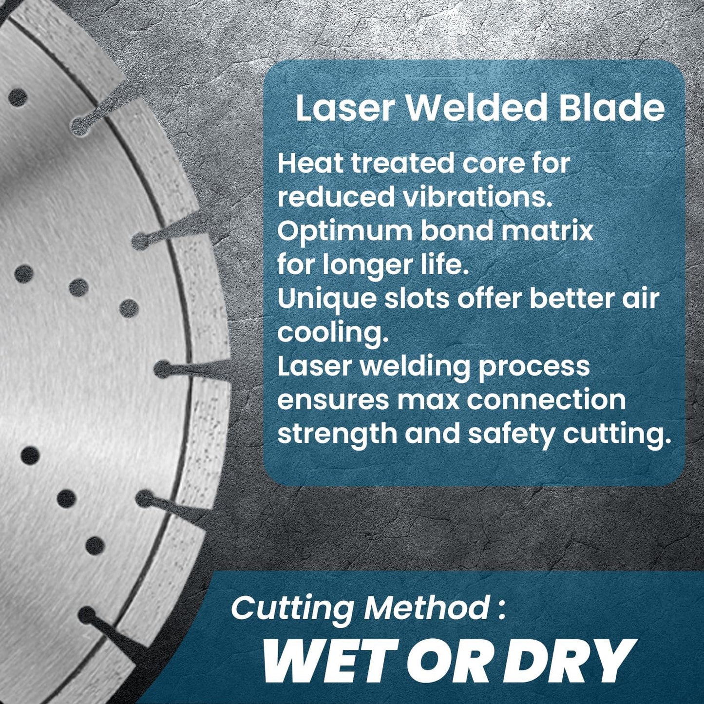 RHAPSODY 18 Inch Laser Welded Diamond Saw Blade, Segmented Premium Diamond Blade General Purpose Dry/Wet Cutting Concrete, Reinforced Concrete, Masonry, Brick, Block, Stone 1" Arbor