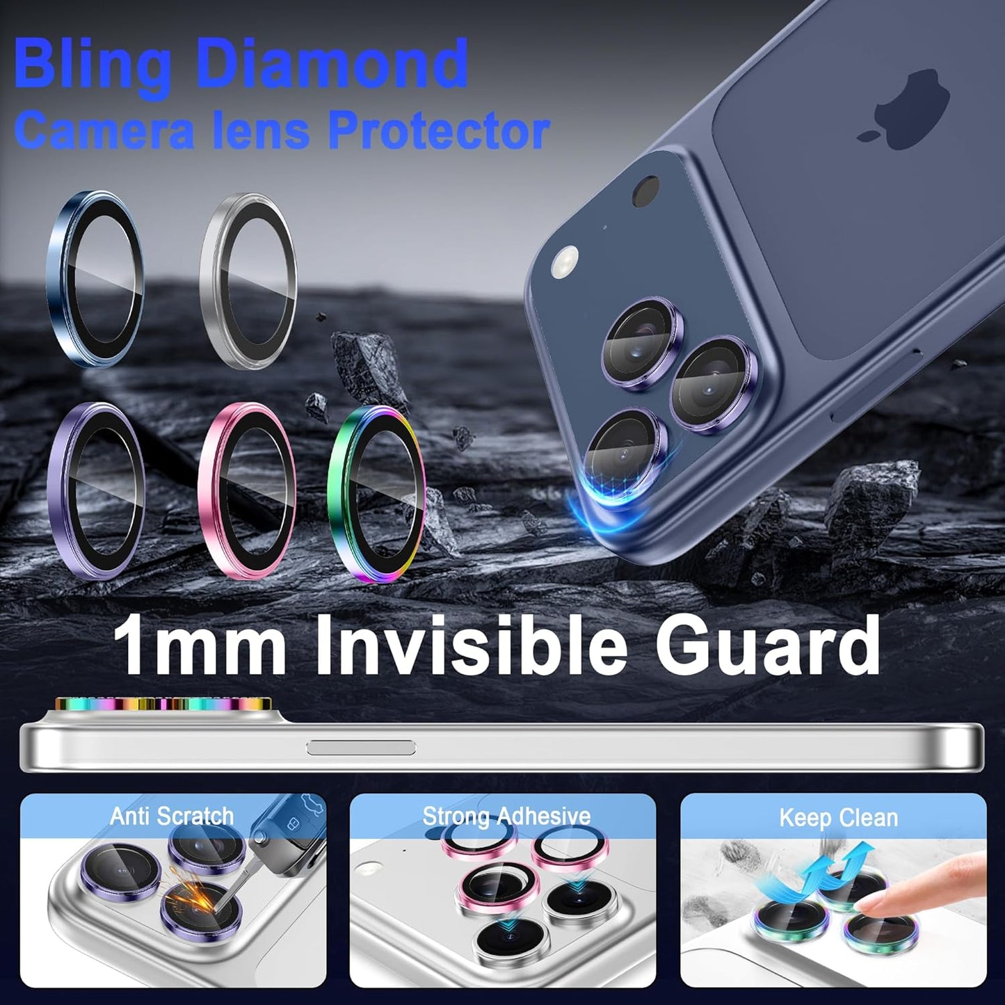 Casetego 17 17 Protector,9H for iPhone Pro Max/iPhone Pro Camera Lens Hardness,Scratch Resistant,Ultra-thin Tempered