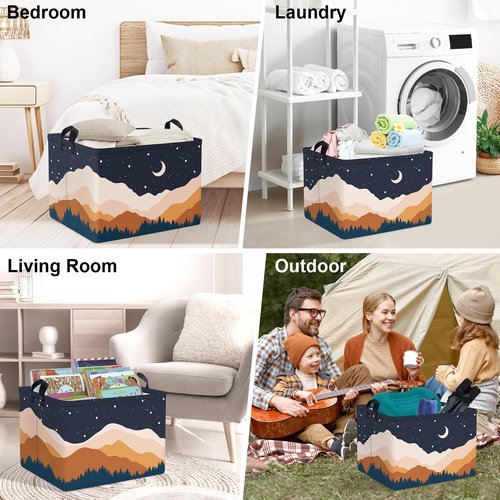 Clastyle Bohemia Baby Laundry Hamper Star Kid Storage Basket Women Girl Gift Toy Box Collapsible Clothes Organizer Nursery Bin for Bedroom,Moon,40 * 30 * 30 cm
