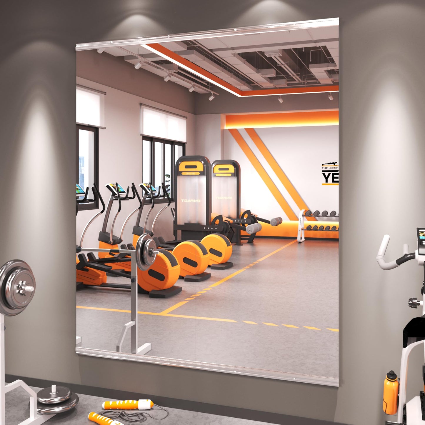 Amorho Gym Wall Mirror, 56''x24''(Each)-2PCS Frameless Full Body Mirror for Gym, Tempered Glass, Yoga Studios, Dance Rooms, Garage Gyms.