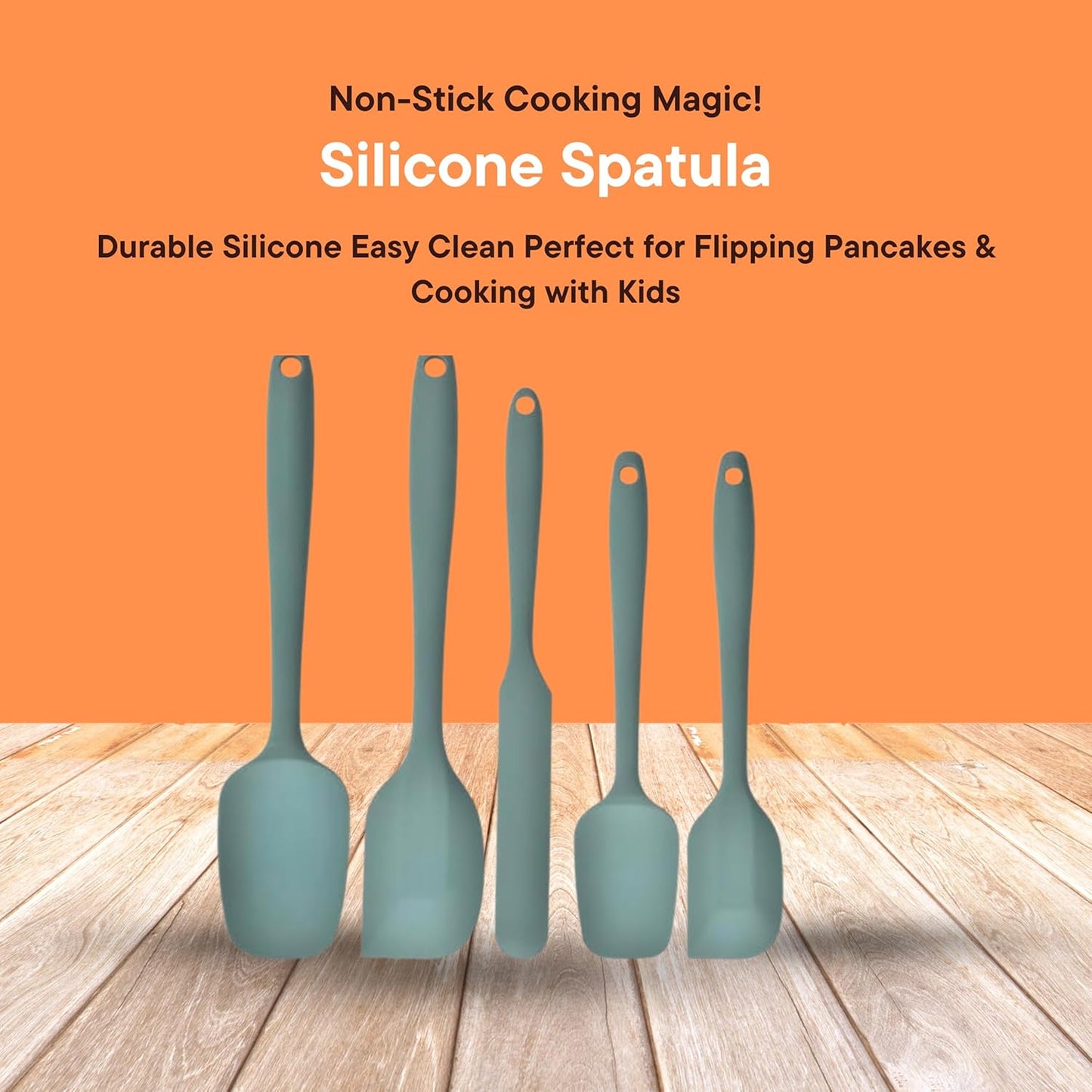 Skiennix Silicone Spatula Set - 5-Piece Kitchen Utensils, Heat Resistant to 445°F, Sage Green | Non-Stick & Easy to Clean