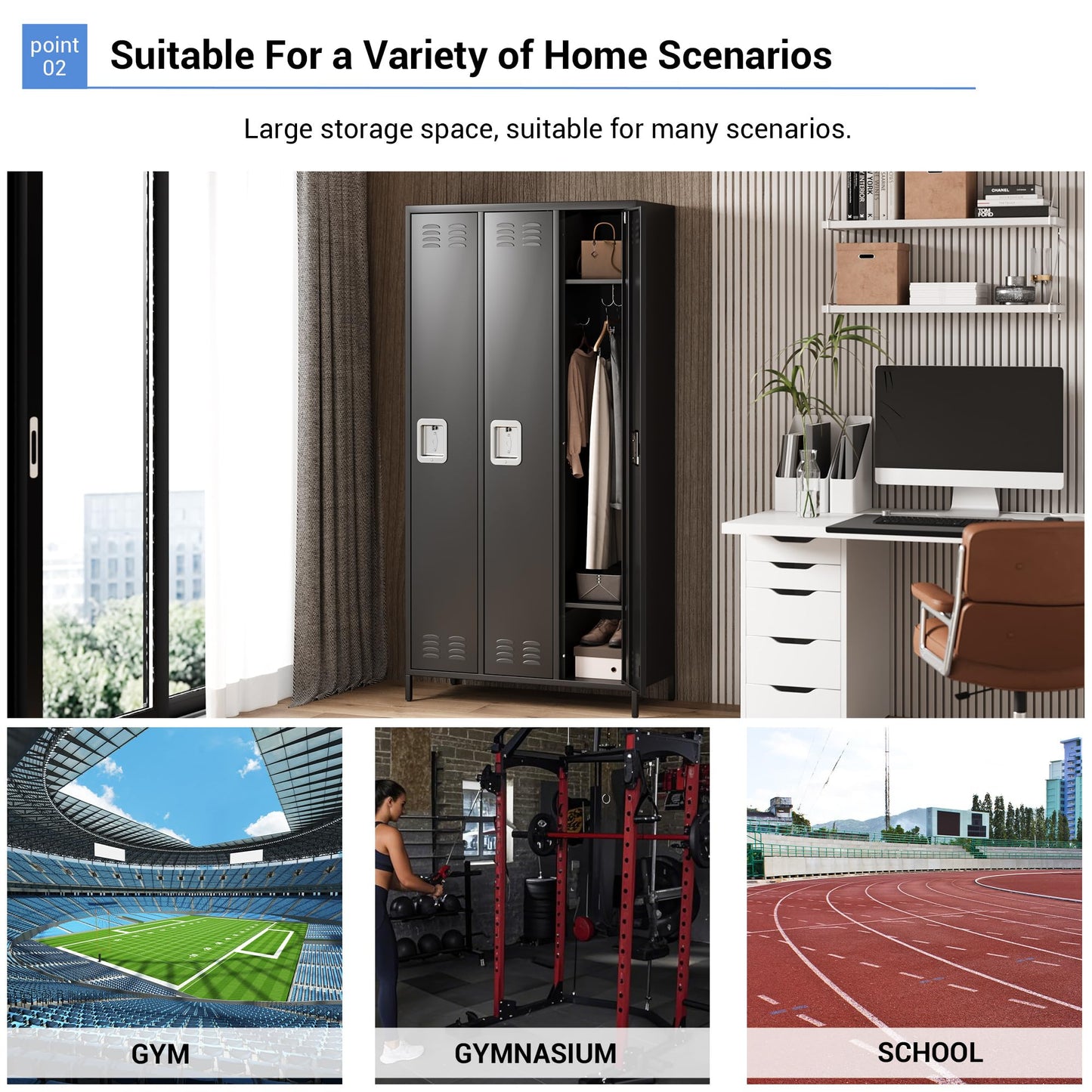 GAOMON 3 Door Metal Lockers, Industrial Double Lockers, Heavy Duty Steel Gym Lockers, Secure Storage Solutions, Perfect for Offices, Gyms, Schools and Homes, Metal Combination Lockers for Employees