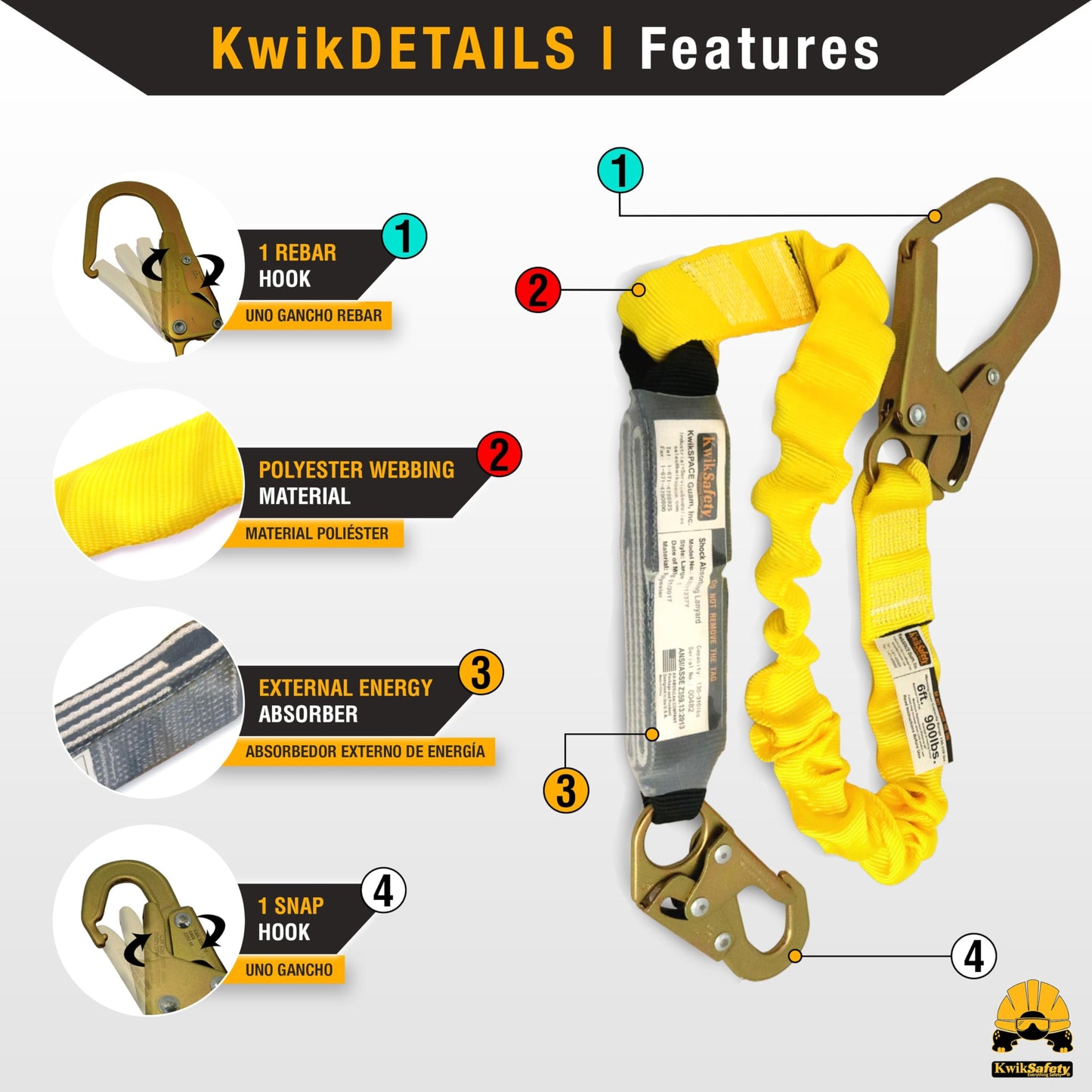 KwikSafety - Charlotte, NC - HURRICANE Safety Harness [LANYARD KIT] Premium Padded Back Support ANSI OSHA Full Body Fall Protection Equipment Construction Tower Roofing Forklift Boom