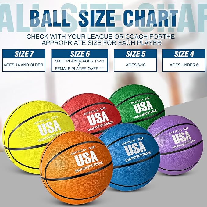 Libima 12 Pcs Operation Christmas Rubber Basketballs Official Size Bulk with Pump Multicolor Basket Balls Streetballs Set for Adult Youth Indoor Outdoor Training Games Sports Gifts