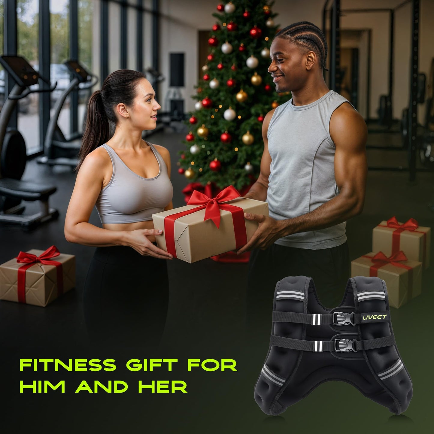 Liveet Weighted Vest, Weighted Vest for Women Men, 25lb Weight Vest with Pocket Reflective Strips Adjustable Buckle Straps SGS Certified Weight Vest for Walking Running Strength Training Cardio Workout