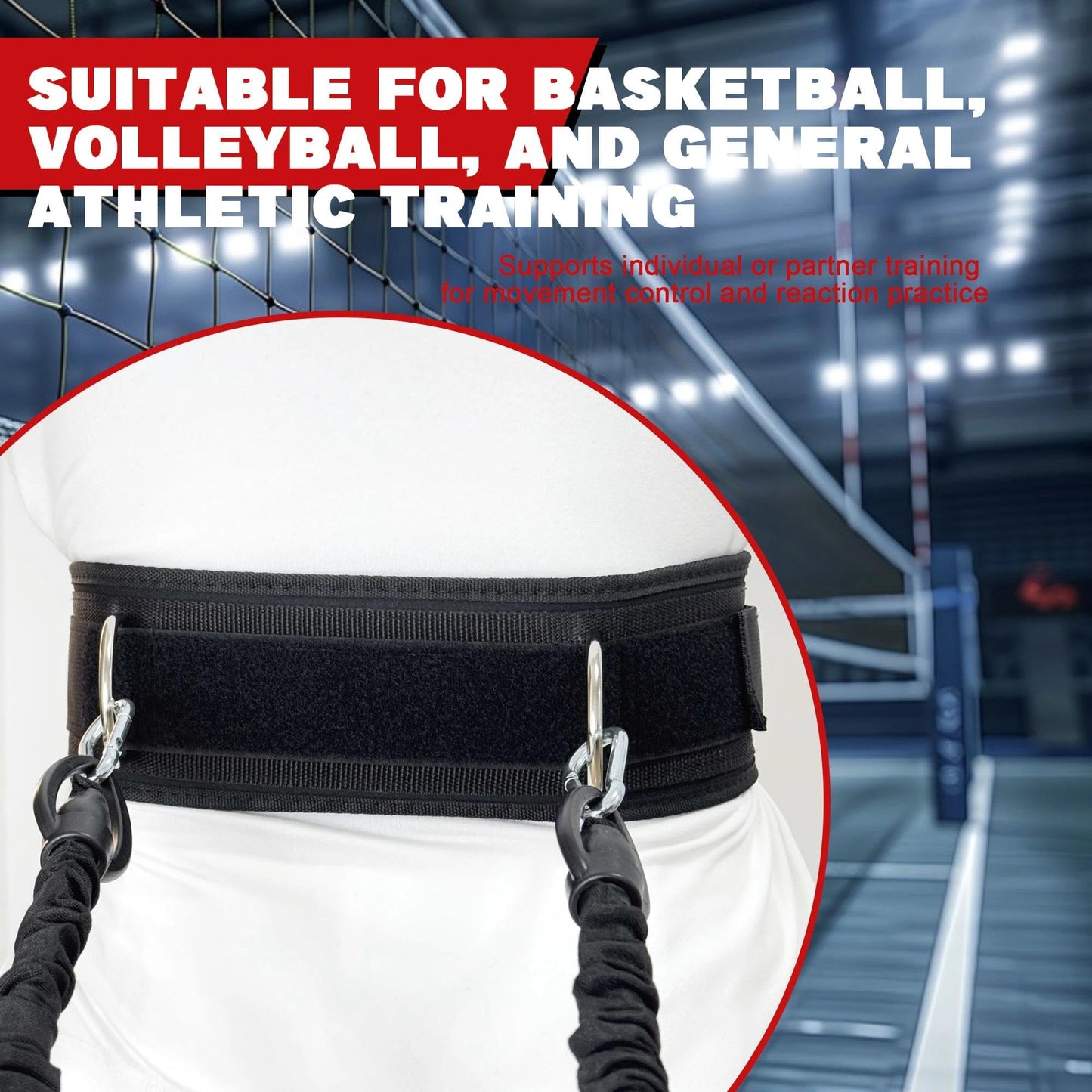 OKQX 5-Pack Zone Defense Resistance Band Kit, Basketball & Volleyball Agility Training Belt Kit – Resistance Band Speed & Coordination Trainer with Adjustable Waist Strap, Black