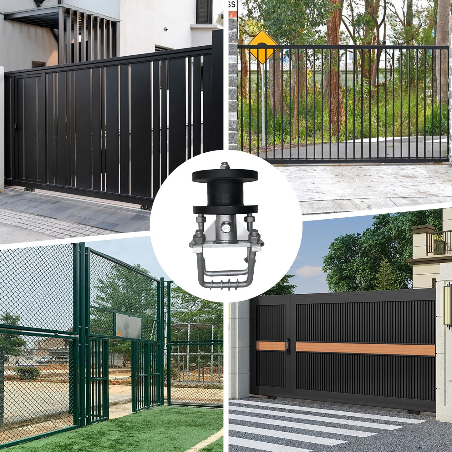 Sliding Gate Rollers, Nylon Cantilever Slide Gate, Rolling Cantilever, 4" Square Post × 2" Chain Link Fence Gate Frame, Slide Gate Roller Hardware - Pack of 4