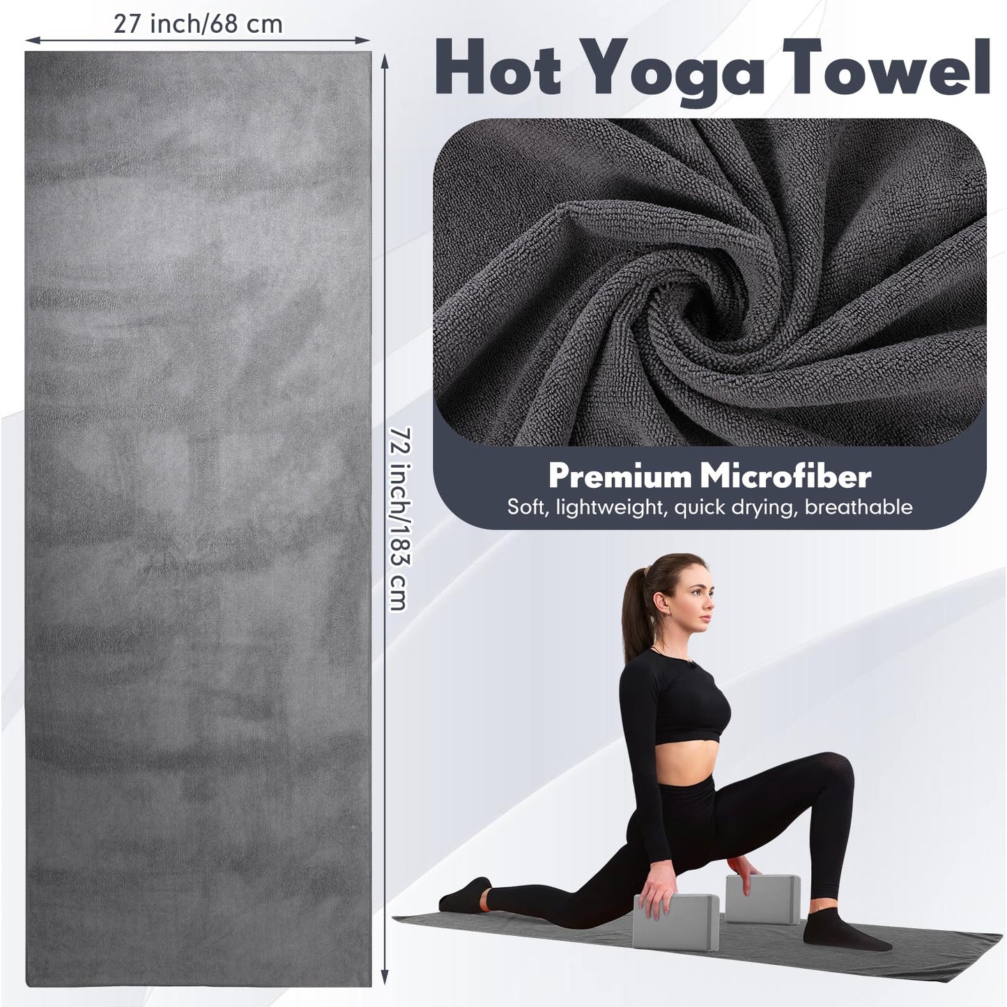 Simgoing 14 Pcs Yoga Kits for Home Workouts Pilates Equipment Set for Women Beginners, Hot Yoga Towel Blocks Strap, Knee Pad, Resistance Loop Exercise Band, Massage Lacrosse Ball, Pilates Ball(Gray)
