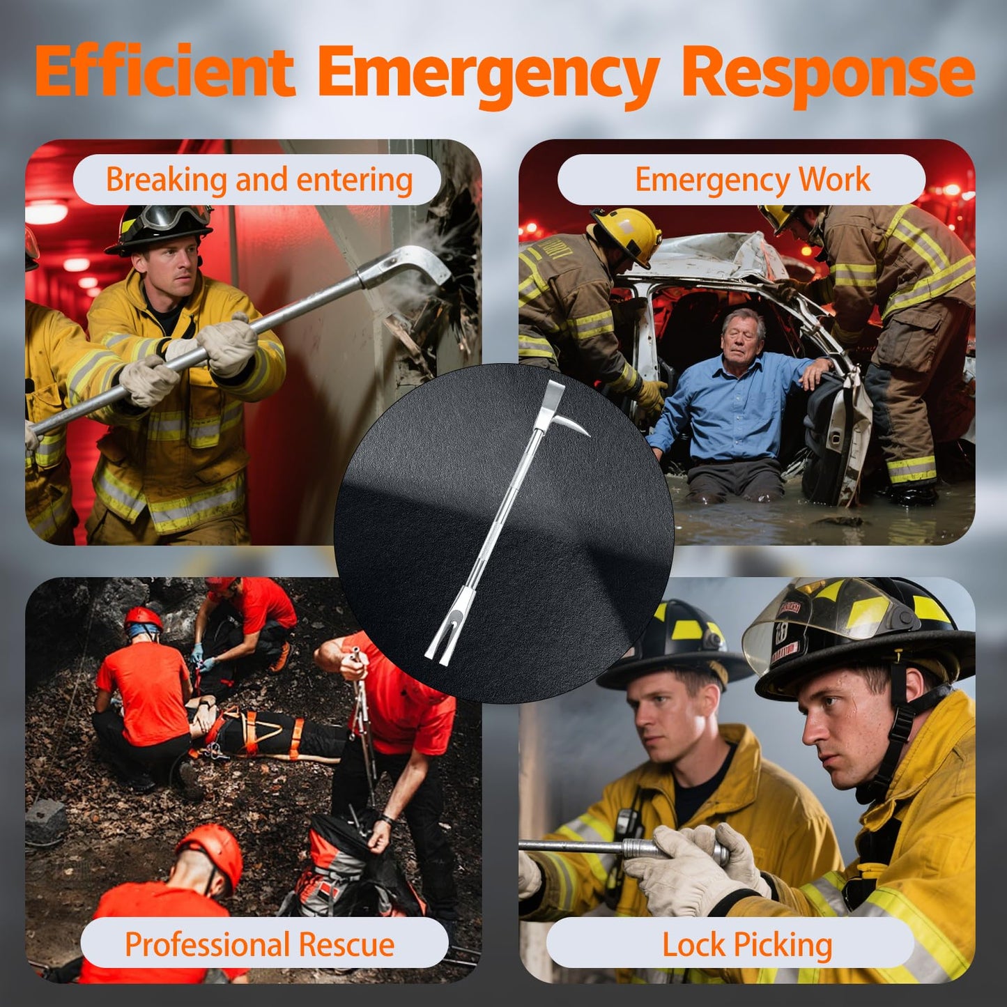 30 inch Halligan Bar, High-Precision Carbon Steel Construction, Halligan Forced Entry Tools, Firefighter Tool for Fire Rescue and Emergency Breakthroughs