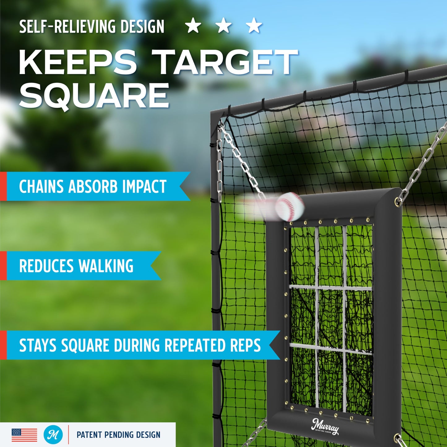 Murray Sporting Goods 9 Hole Pitching Net for Baseball & Softball, Built-in Backstop, Suspended Strike Zone Target, Heavy Duty Steel Frame