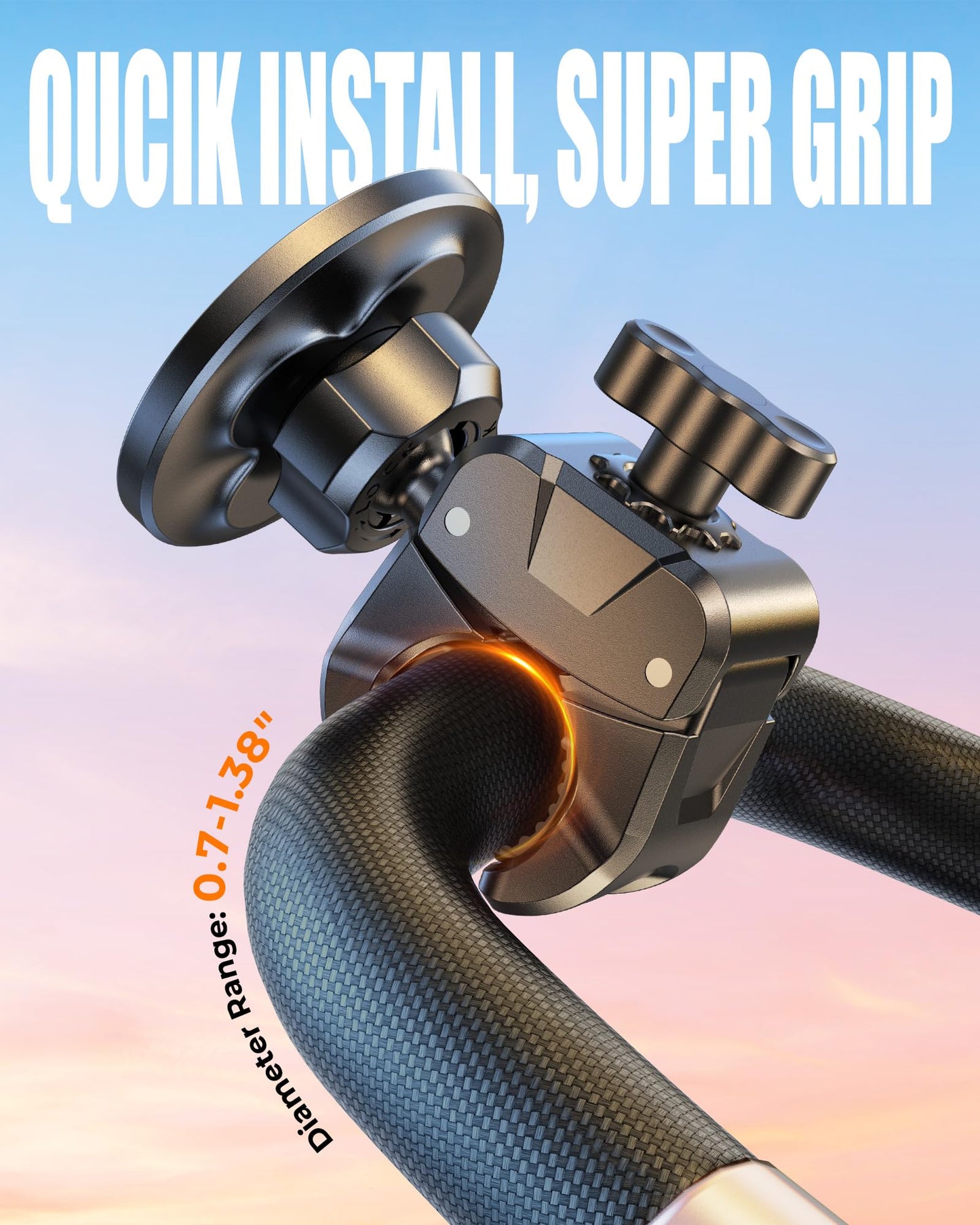 iBytoc Magnetic Gym Stroller Phone Holder with Clamp, 16 x N55 Strong Magnet Phone Mount, 360° Rotating & 60° Tilt for Treadmill/Exercise Bike/Golf Cart/Shopping Cart, Fit for iPhone 12-17 & Android
