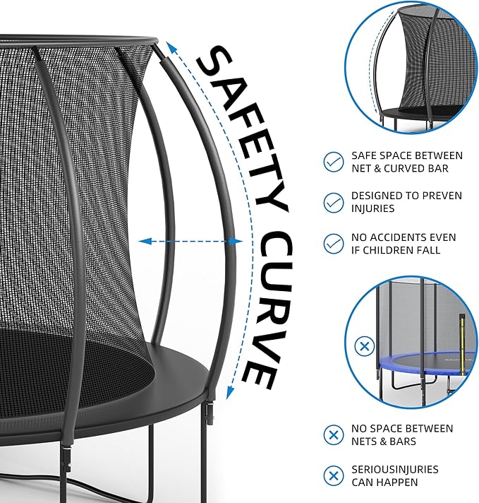 Trampoline 12FT 14FT Enclosure Net Outdoor Jump for Kids and Adults Round ASTM Approved Heavy-Duty Bounce Mat with Enhanced Weight Capacity