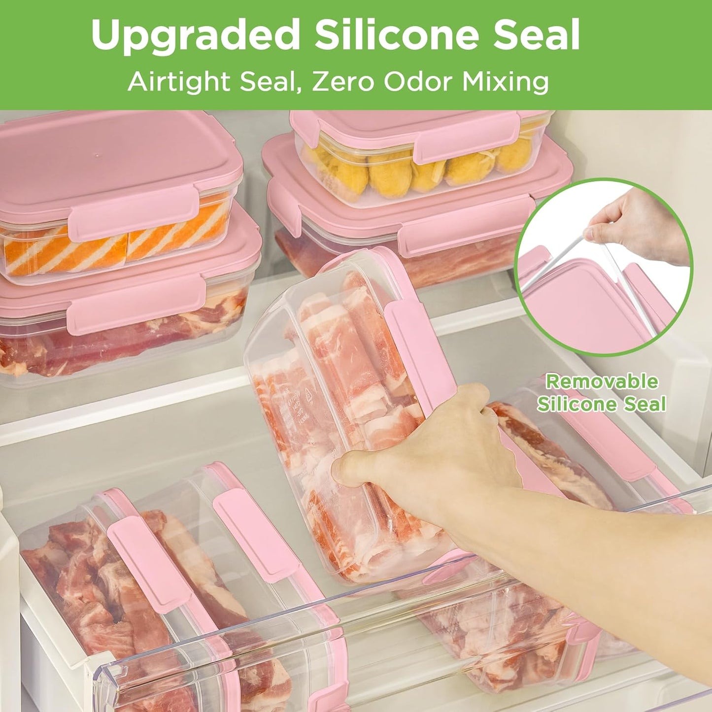 Regine Switzerland 10-Pack Food Storage Containers - Airtight, BPA-Free, 47.3oz Each, Pink | Ideal for Meal Prep