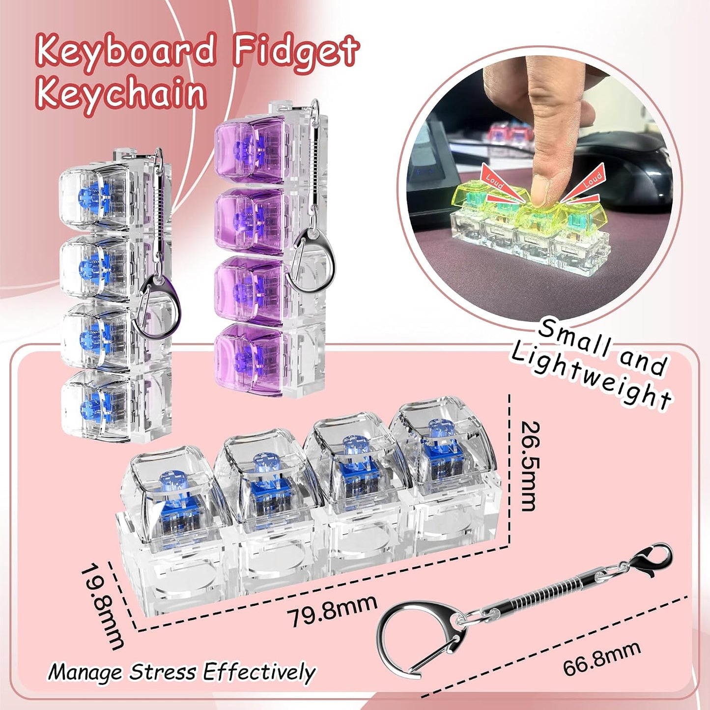 54PCS 3D ZhouWang Blue Switch,Dustproof Click Switch,Crisp clicking Sound with Strong Tactile Feedback, Suitable