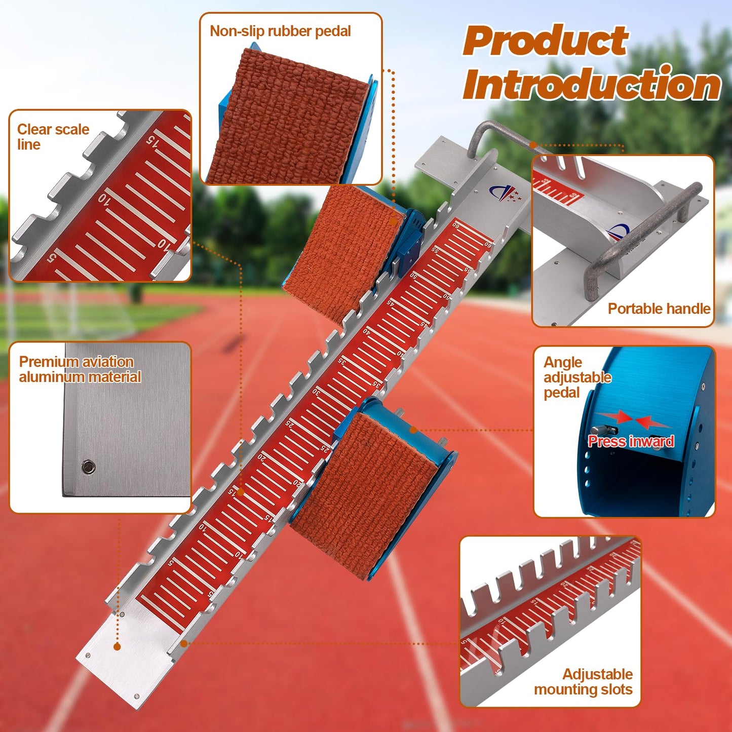 Vaolvpant 32in Starting Blocks with Premium Aircraft-Grade Aluminum 6 Angle Adjustable and Detachable Pedals Ideal for Running Enthusiasts Professional Track and Field Competitions