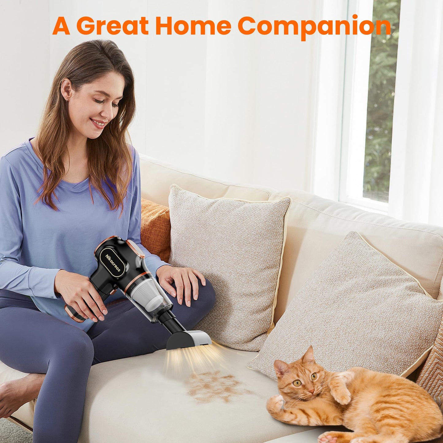 Nikocreos Portable Car Vacuum Cordless Mini Handheld Vacuums Cleaner High Power with LCD Display and Multi-Nozzles, Hand held Cleaners for Car, Home, Office, Sofa, Pet Hair,Keyboard