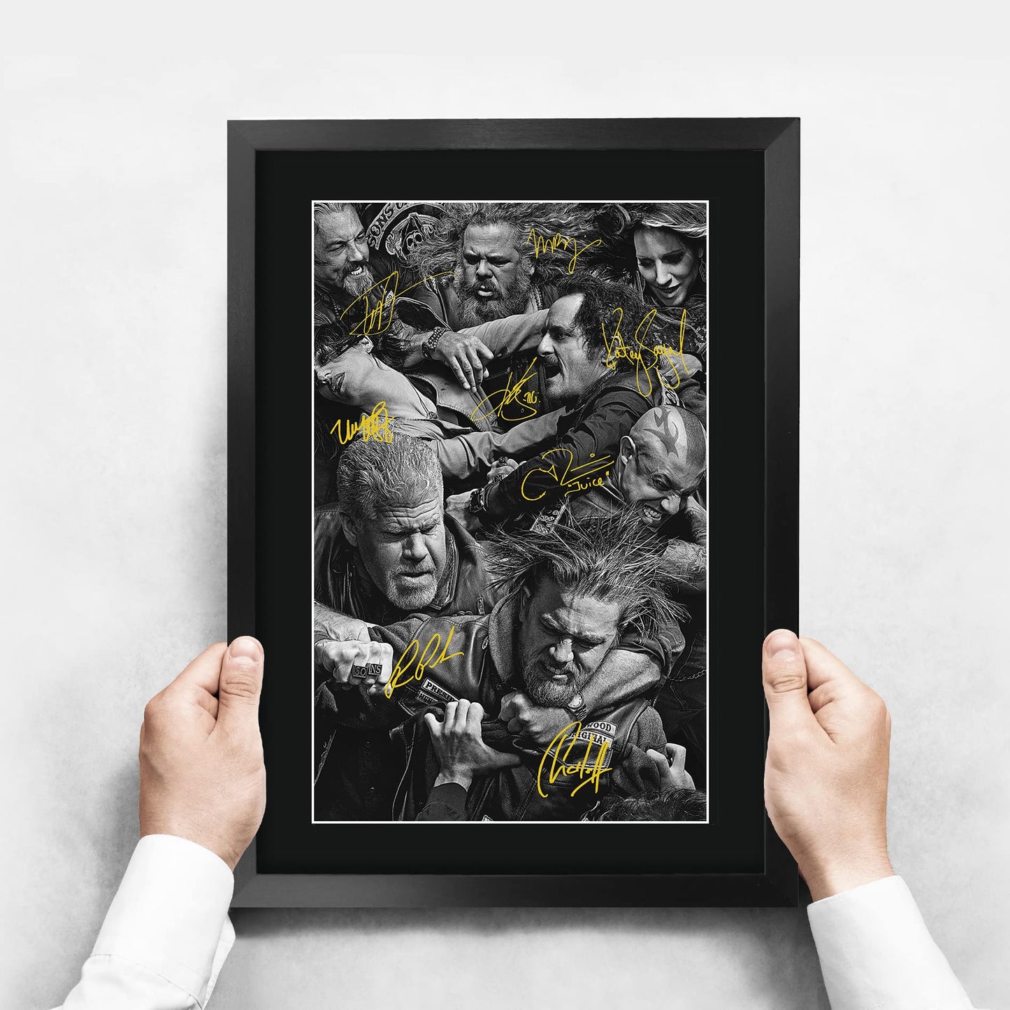 HWC Trading Sons Of Anarchy TV Series Poster The Cast Signed 16 x 12 inch Framed Gift Printed Autograph Film Print Photo Picture Display - 16" x 12" Framed