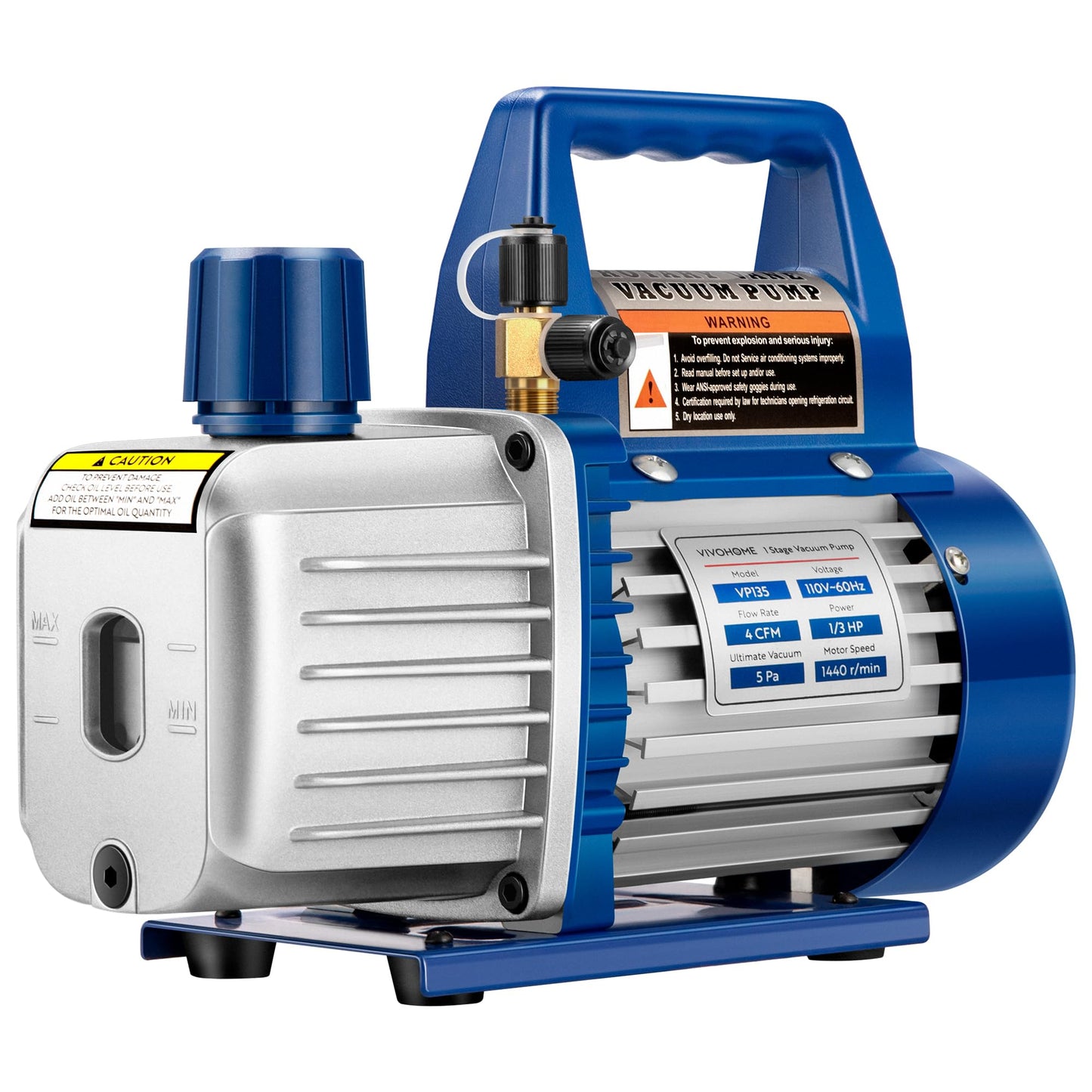 VIVOHOME 110V 1/3 HP 4 CFM Single Stage Rotary Vane HVAC Vacuum Pump with Oil Bottle Upgraded 220LB High Precision Electronic Digital Refrigerant Charging Weight Freon Scale