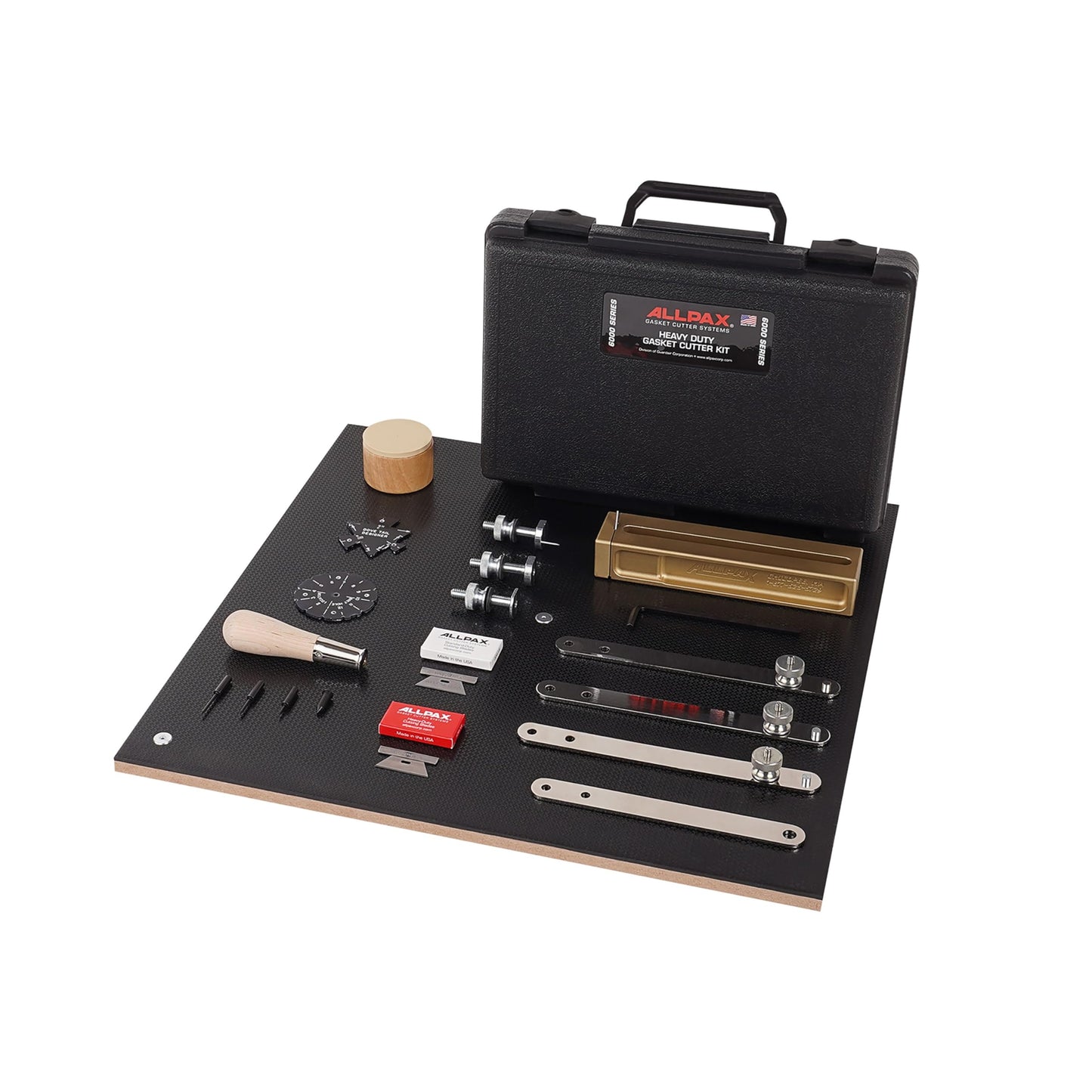 Allpax Heavy-Duty Gasket Cutter 0-61" Diameter w/Premium Brass Cutter Block and Cutting Board, Steel Extension Bars, and Rugged Storage Case (AX6050)