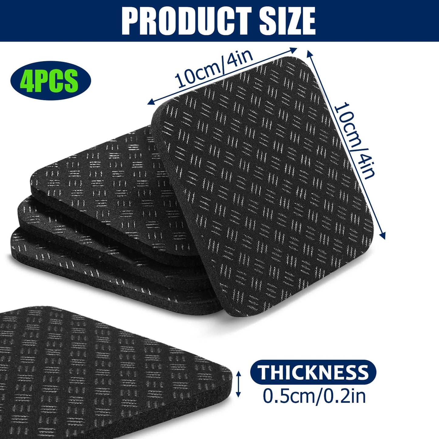 TOBWOLF 4PCS Double-Sided Non-Slip Exercise Bike Mat Treadmill Mat, 4" x 4" Anti Vibration Mat for Exercise Bike, Treadmill, Walking Pad, Exercise Equipment Mat for Home Gym Floor Protection