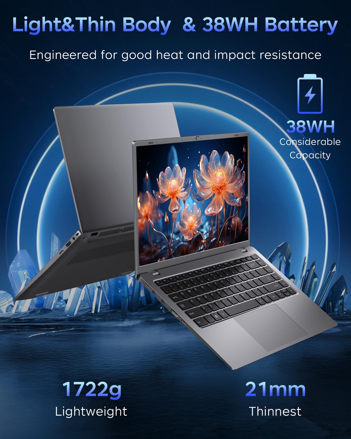 Zrasu 14" Laptop Computer,Pentium Gold 6500Y (Up to 3.4GHz), 32GB RAM 1TB SSD, Grey Laptops with Type-C, HDMI, USB3.2, BT5, WiFi 5, Lightweight Business Laptop