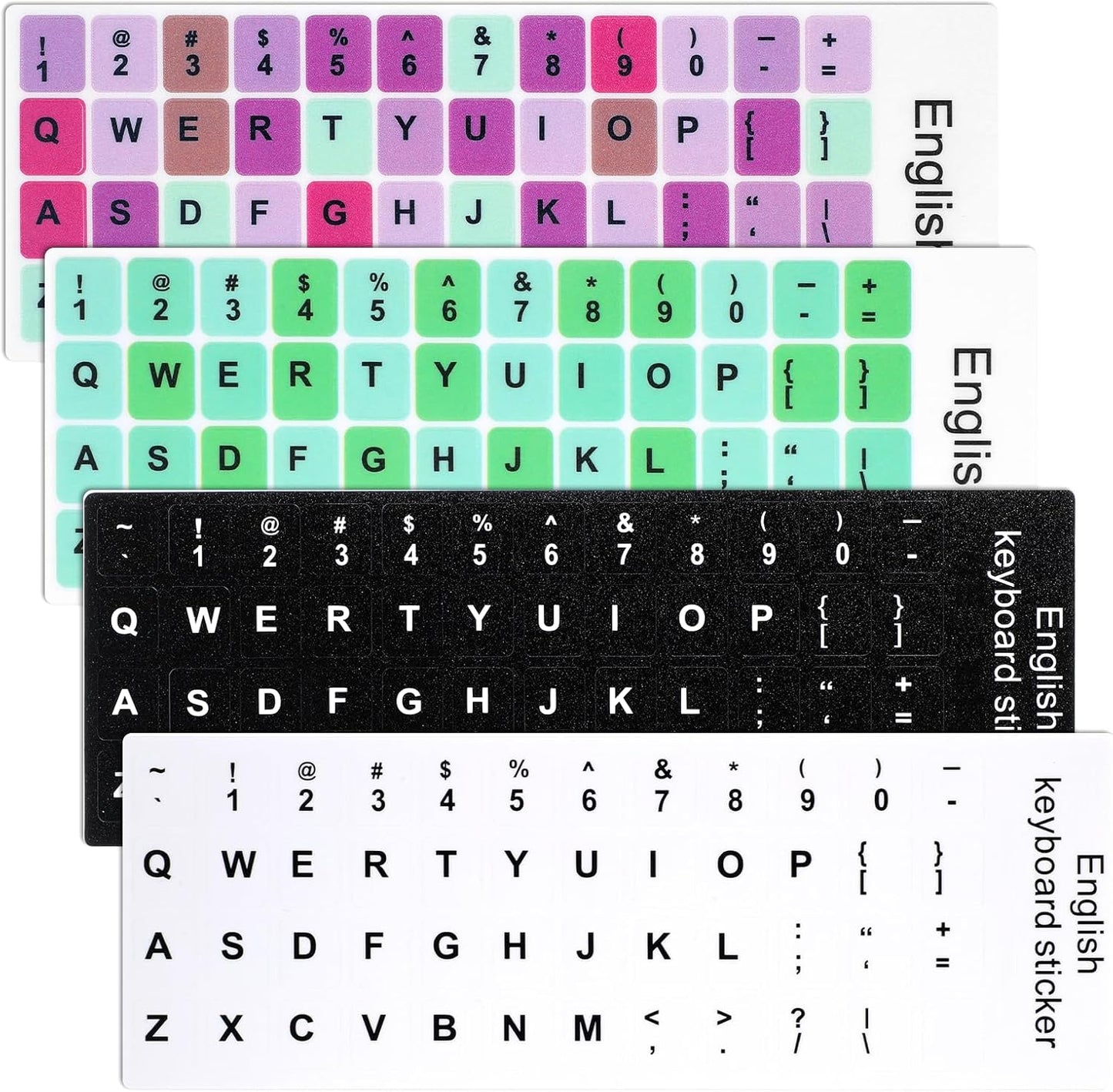 Larrel 4 Pcs Keyboard Stickers, Universal Keyboard Replacement Letters Colorful Keyboards Stickers Letters for PC