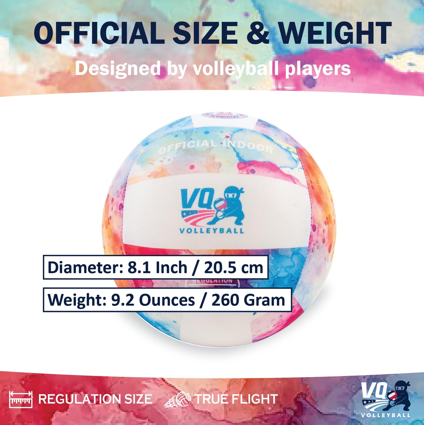 VQ Sports - Soft Volleyball for Indoor Practice - Foam Volleyball for in the House, Silent, No-Deflate, Durable, Perfect for Games & Practice - Soft on Arms