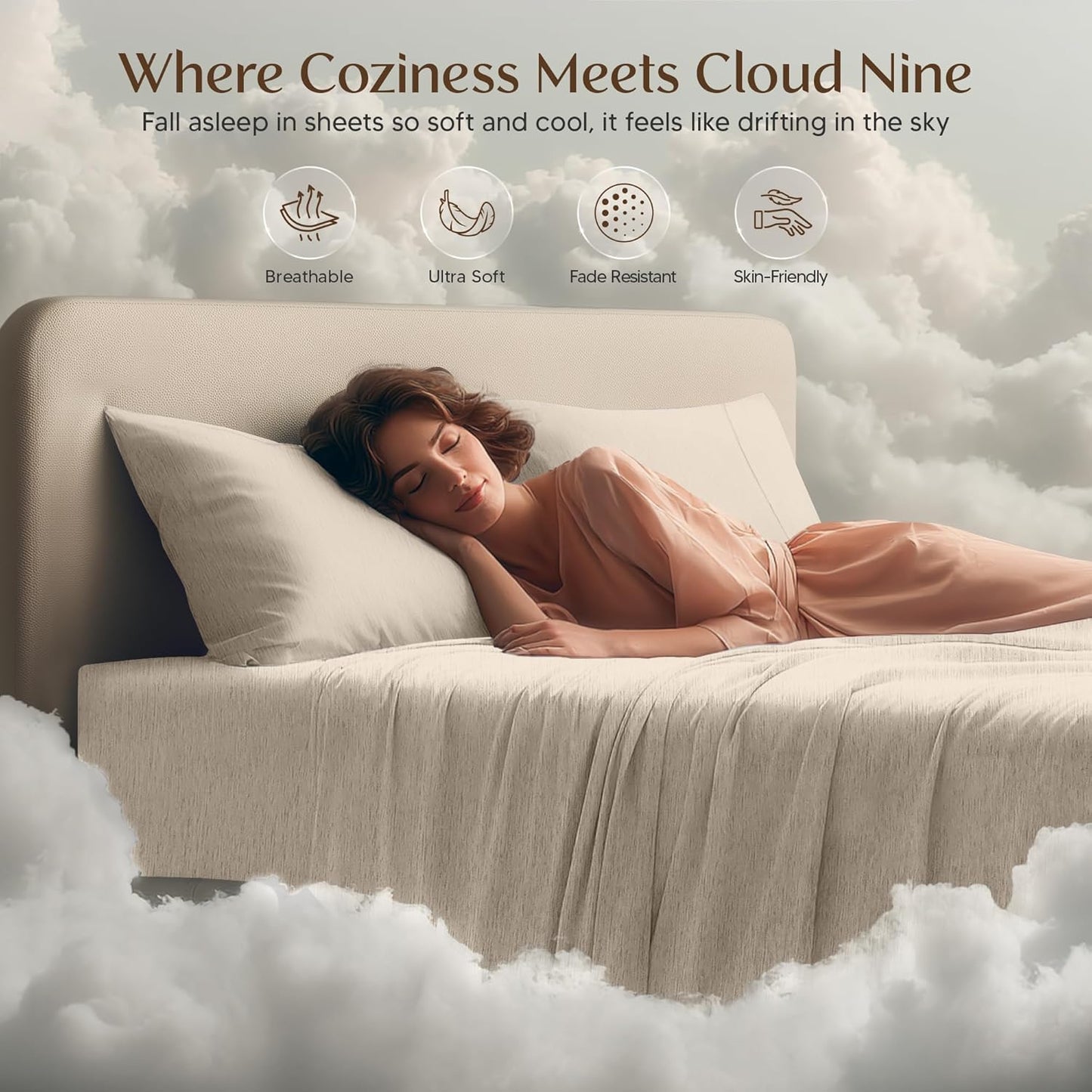 Utopia Bedding King Size Sheet Set - Soft & Breathable 4-Piece Microfiber Bed Sheets | Oeko-Tex Certified (Heather Beige)