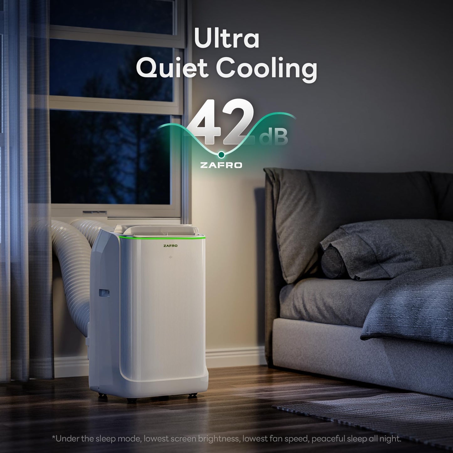ZAFRO Smart Inverter Portable Air Conditioners, 14000 BTU (10000 BTU SACC) Dual Hose Portable AC Unit with Energy Saving/Ultra Quiet(42dB)/Drainage-free Cooling/APP/Remote for Multi-Scenario Use