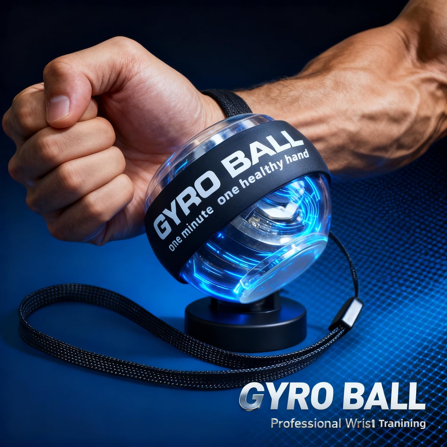 Gyro Power Wrist Ball - Forearm Trainer for Grip Strength & Muscle Recovery, Strengthen Wrist, Arm, Finger Muscles with Dynamic LED Lighting, Manual Workout Ball for Hand Fitness & Exercise.