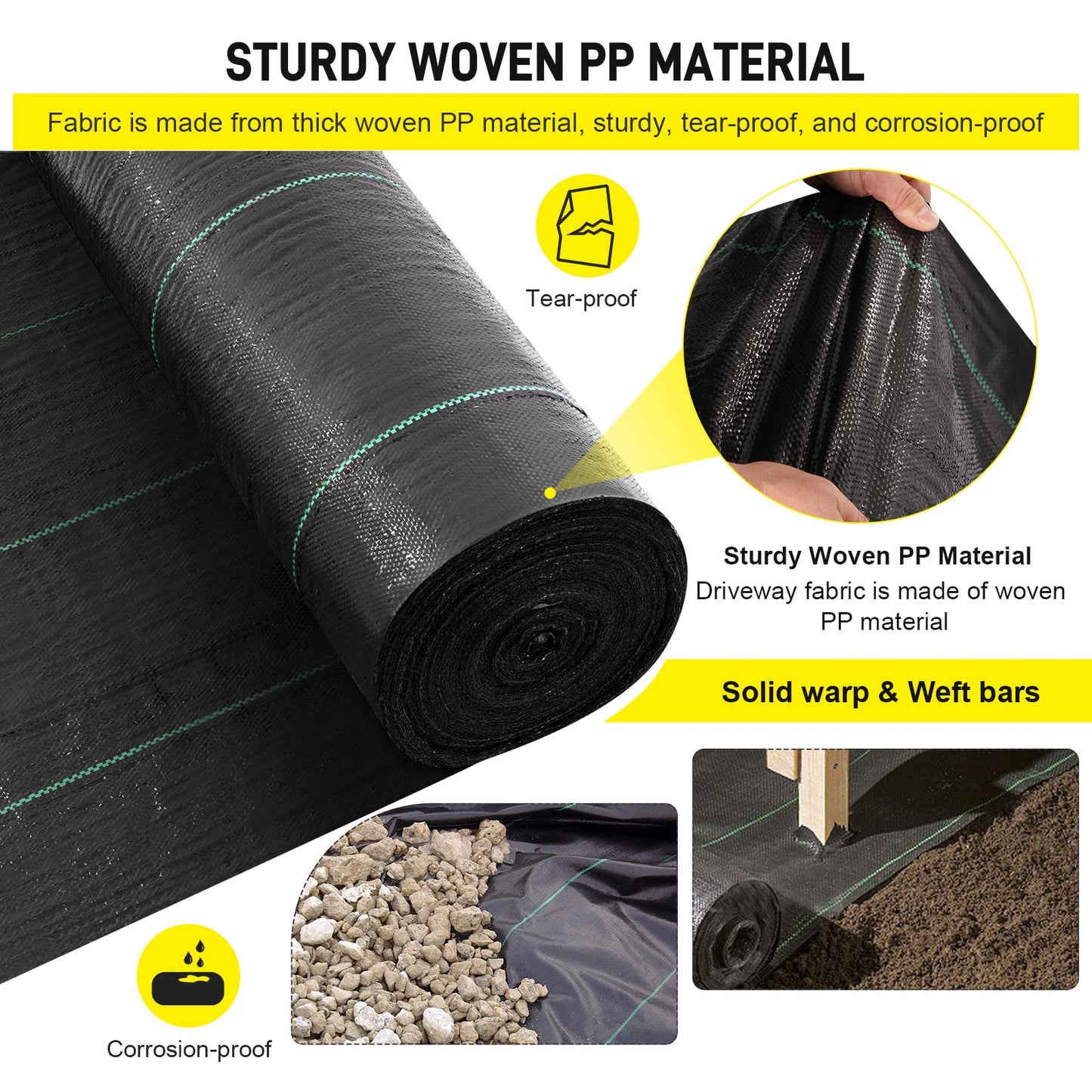 Driveway Fabric, 13x115 ft Road Fabric Commercial Weed Barrier Fabric, Landscape Fabric Heavy Duty 3.5OZ French Drain Fabric for Erosion Control,Landscape Fabric,Weed Barrier,Construction Projects