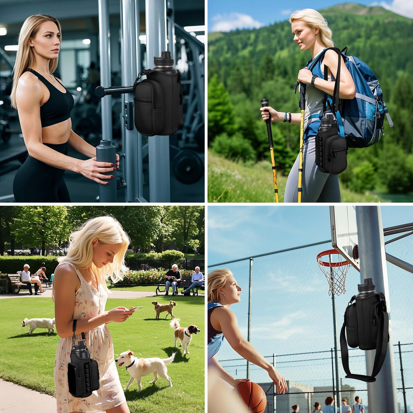 TOUGHMATE Magnetic Gym Bags for Men & Women with Adjustable Strap, Small Magnet Bag Company Water Bottle Holder with Phone Pocket for Travel, Work, Sports, Black