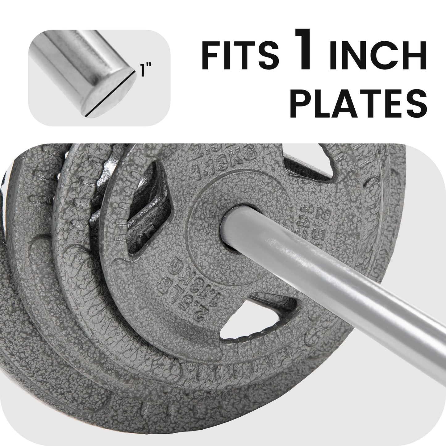 Fitvids 1 Inch Standard Barbell Weight Plates and Bar Set, 6 FT Barbell Bar and 160 LB Barbell Weight Set for Home Gym Strength Training, Triple-handle Design