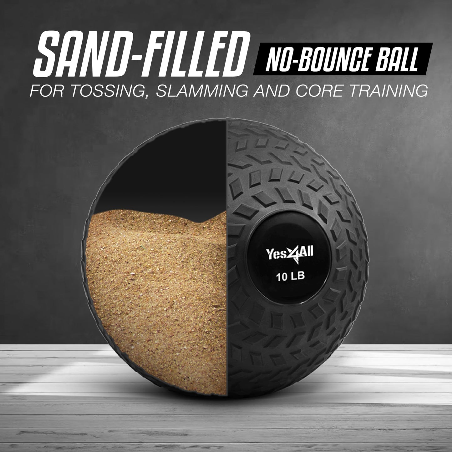 Yes4All Slam Balls, 10-40lb Medicine Ball Weight, Durable PVC Sand Filled Workout Dynamic Medicine Ball for Core Strengthen