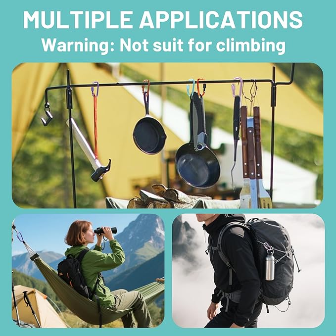 Multi-Pack Aluminum Carabiner Clips, 2" Ultra-Light Spring & Locking for Key,Hiking, Outdoor Activities
