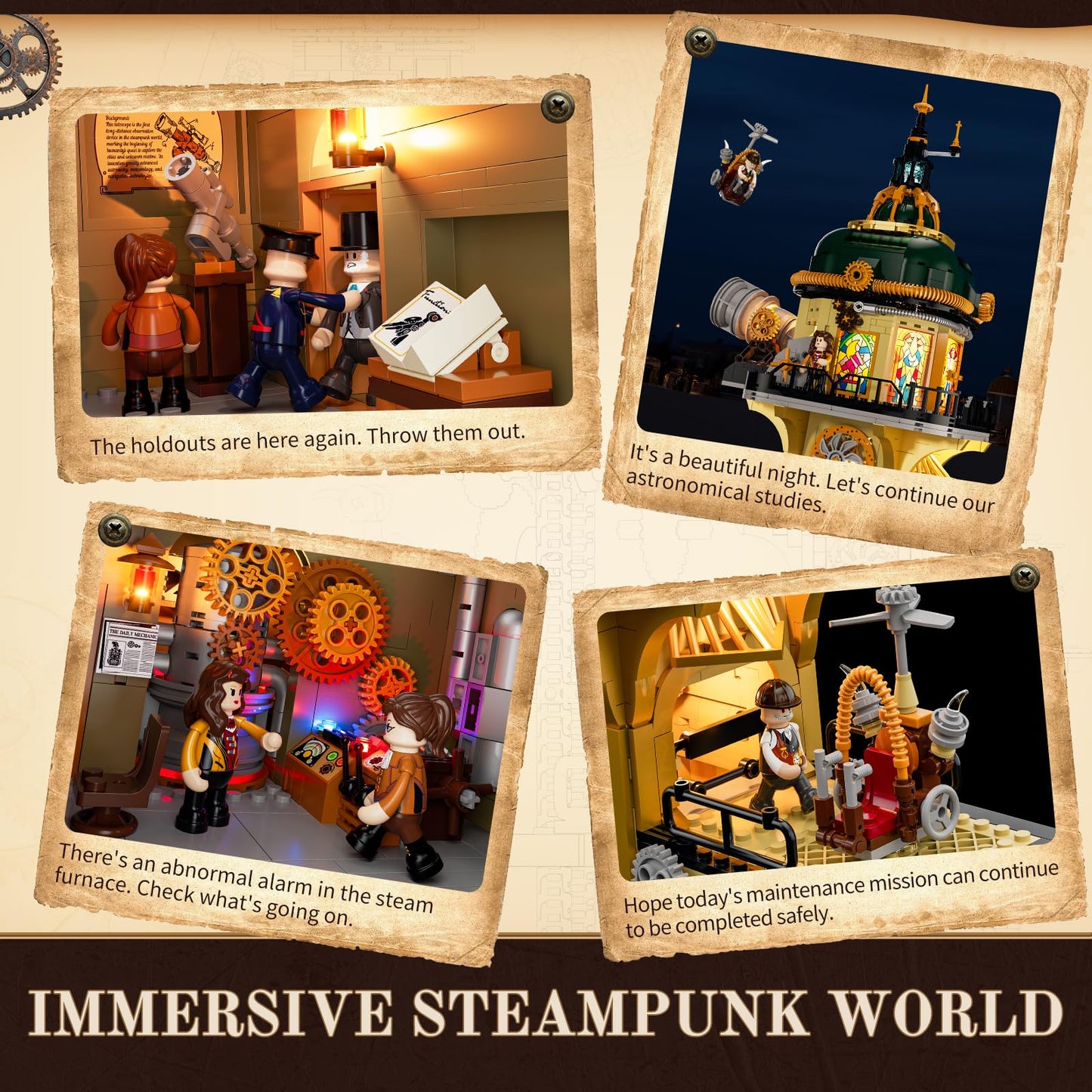 Lumibricks Steampunk Observatory Tower Lighting Building-Bricks Set - Astronomy Tower 2744 Pcs Collection Display Set for Adults and Steampunk Lovers