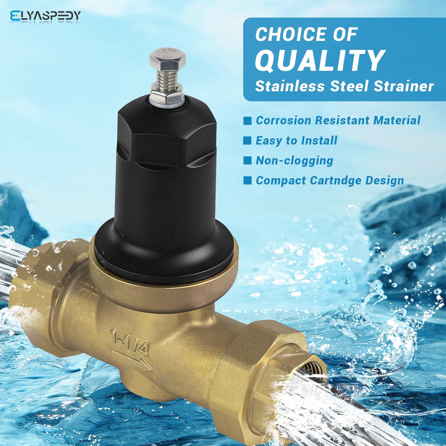 1-1/4 Inch 114-NR3XL Pressure Reducing Valve, with Double Internal Thread Pipe NPT Connection, Suitable for Zurn 1-1/4" NR3XLDULU Reducing Valves, Comes with Stainless Steel Screen and 2 gaskets