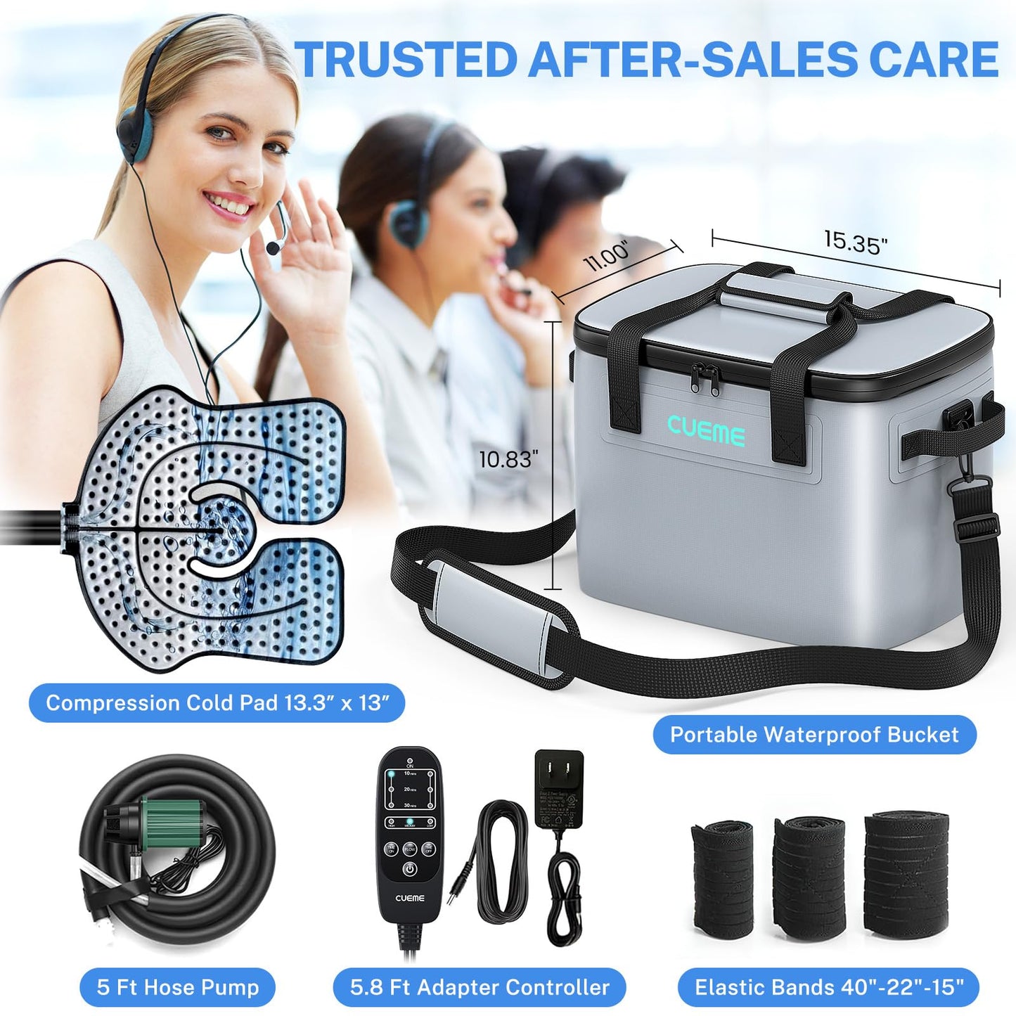 CUEME 20 QT Ice Machine for Knee After Surgery, Programmable Timer Cold Therapy Machine, Knee Replacement Recovery System, Cryotherapy Pain Relief Pad for Shoulder, Hip, Ankle & Foot