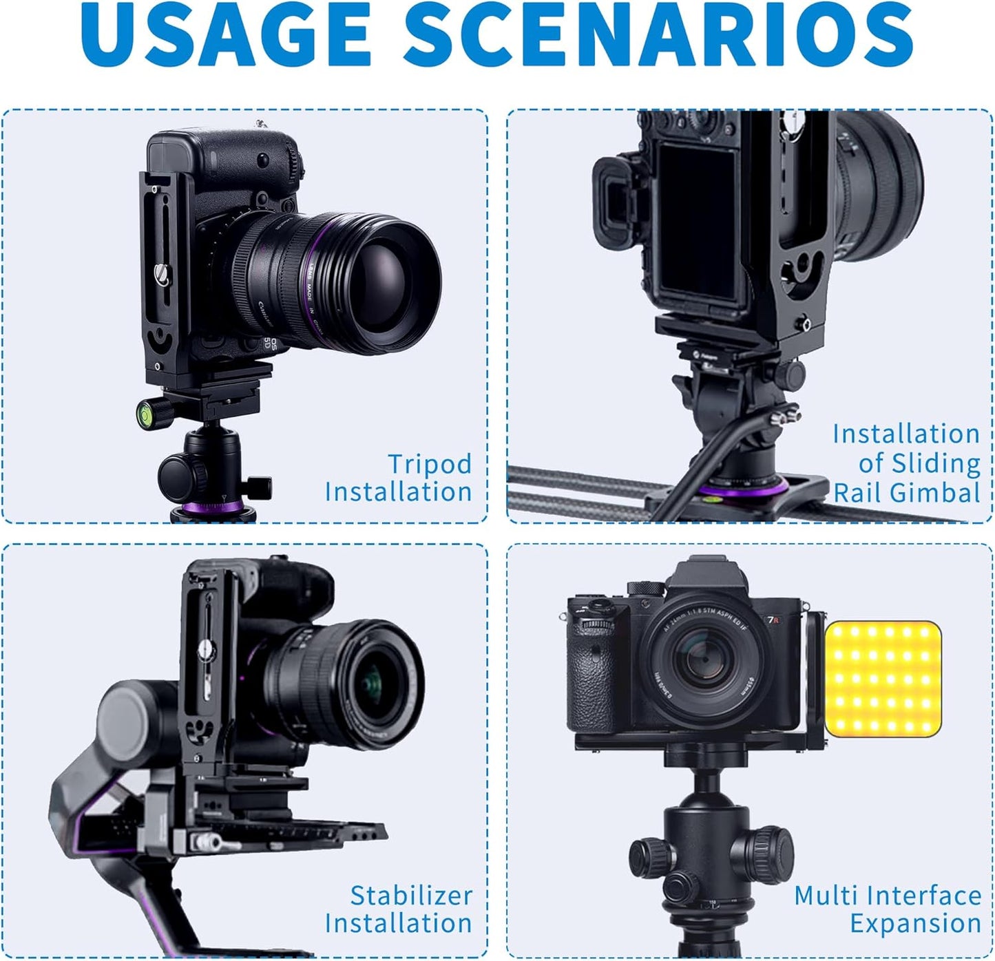 Bestoct 1/4" 3/8" DSLR Camera L Bracket with & Screw Hole, Vertical Horizontal Switching Tripod Mount Quick Release