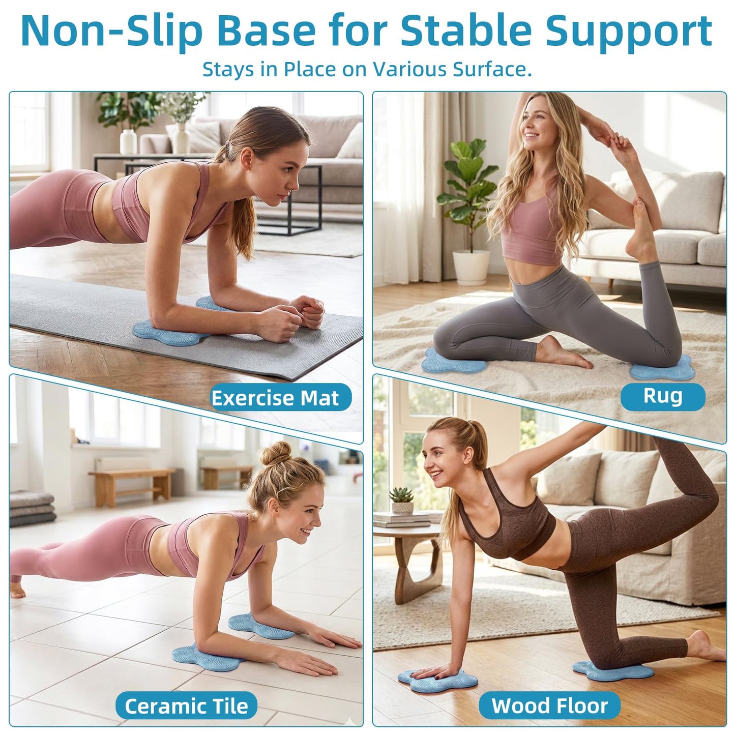 Yoga Knee Pads Set of 2 – Extra Soft Non-Slip Yoga Knee Pad Cushion for Knees Elbows Wrists – Pilates & Workout Knee Pads for Floor Exercises, Kneeling, Stretching, Fitness, Blue