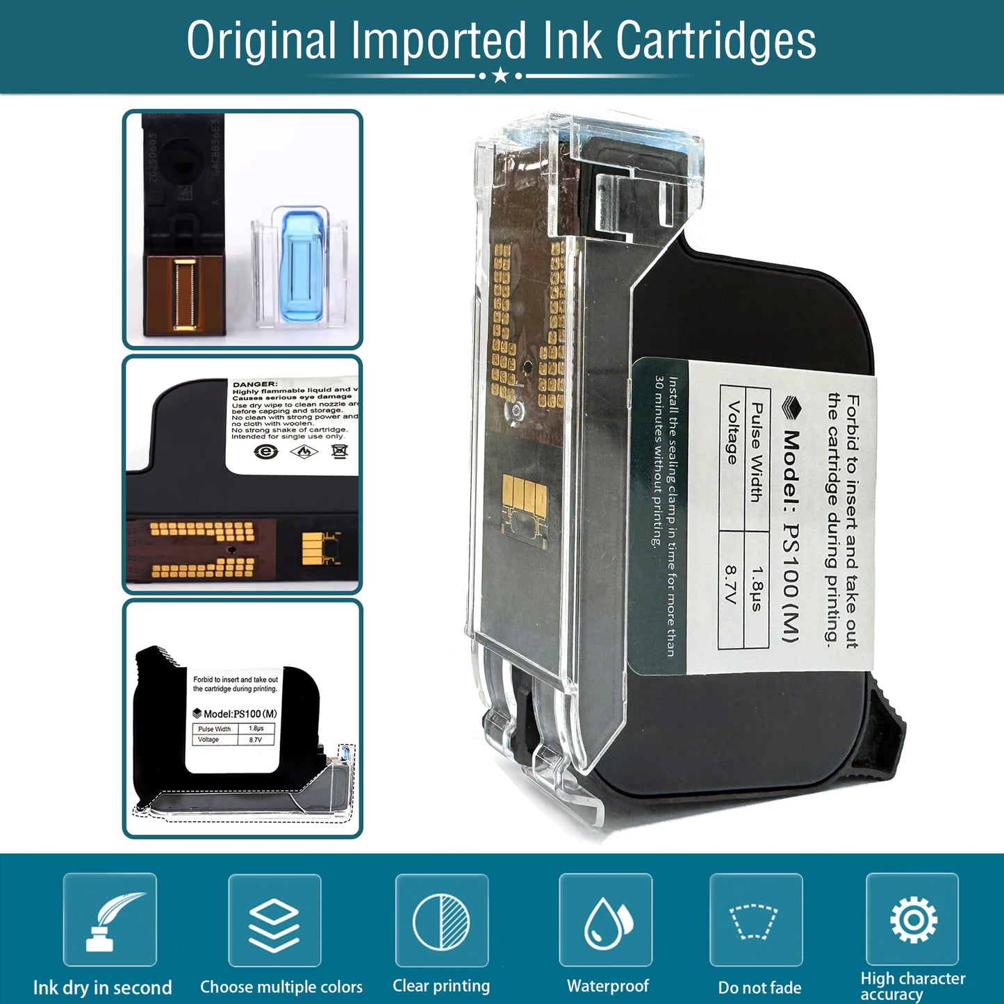 Handheld Inkjet Printer P15 with Adjustable Holder Stand and Sensor for Automatic Print, with Solvent 0.5 Inch Nozzle Ink Cartridge, for QRCode Barcode Production Date Time Logo Batch Number Print